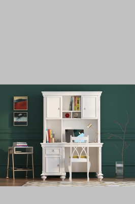 میز تحریر تک ایزابل + کتابخانه A (سفید)